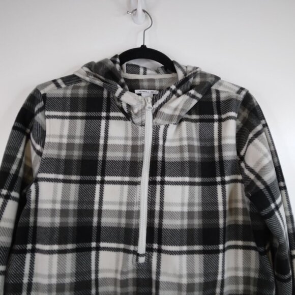O'Neill  Half Zip Fleece Plaid Black and White Pullover Hoodie Size S - Picture 3 of 12